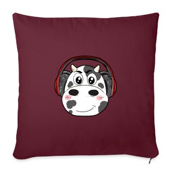 Vache avec écouteurs - Housse de coussin décorative 45 x 45 cm - bordeaux - Devant
