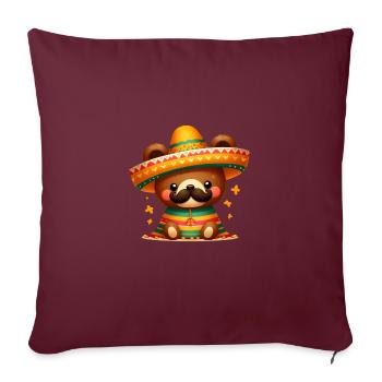 Cinco de Mayo Bär mit Schnurrbart - Sofakissenbezug 45 x 45 cm - Burgunderrot - Vorne