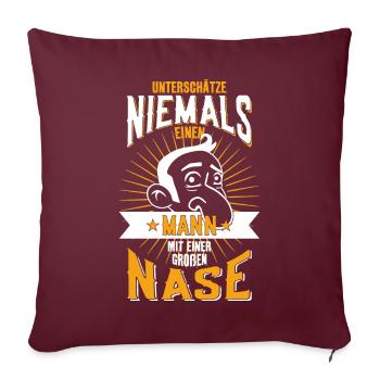 UNTERSCHÄTZE NIEMALS MANN NASE JOHANNES - Sofakissenbezug 45 x 45 cm - Burgunderrot - Vorne