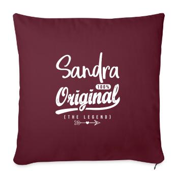 Sandra ORIGINAL personalisiertes Mädchen sandra Shirt - Sofakissenbezug 45 x 45 cm - Burgunderrot - Vorne