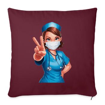 Lustige Krankenschwester mit Humor - Sofakissenbezug 45 x 45 cm - Burgunderrot - Vorne