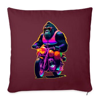 Gorille en moto avec des lunettes de soleil - Housse de coussin décorative 45 x 45 cm - bordeaux - Devant