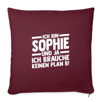 Prénom Sophie - Housse de coussin décorative 45 x 45 cm - bordeaux - Devant