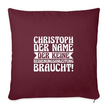 Prénom Chris Christoph - Housse de coussin décorative 45 x 45 cm - bordeaux - Devant