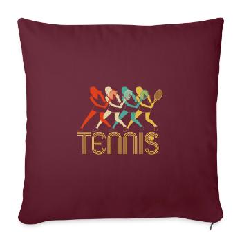 Joueurs de tennis rétro Pop Art, cadeaux de tennis Fan Club - Housse de coussin décorative 45 x 45 cm - bordeaux - Devant