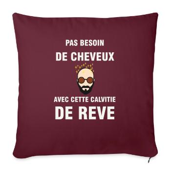 Calvitie de rêve humour chauve - Housse de coussin décorative 45 x 45 cm - bordeaux - Devant