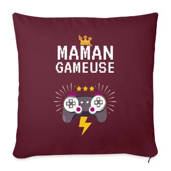 Maman gameuse - Housse de coussin décorative 45 x 45 cm - bordeaux - Devant