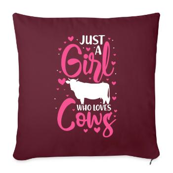 Une fille de la campagne aime les vaches - Housse de coussin décorative 45 x 45 cm - bordeaux - Devant