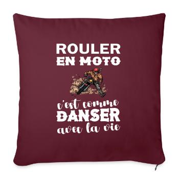 Homme Moto Motard Maillot motarde manche courte - Housse de coussin décorative 45 x 45 cm - bordeaux - Devant