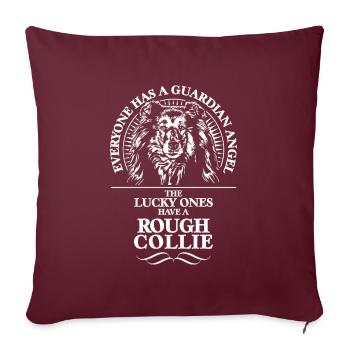 ROUGH COLLIE Guardian Angel Wilsigns Hundespruch - Sofakissenbezug 45 x 45 cm - Burgunderrot - Vorne