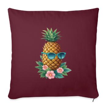 Ananas Pineapple Cool Sonnenbrille Geschenk - Sofakissenbezug 45 x 45 cm - Burgunderrot - Vorne
