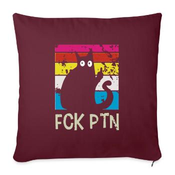 FCK PTN Katze Ukraine - Sofakissenbezug 45 x 45 cm - Burgunderrot - Vorne