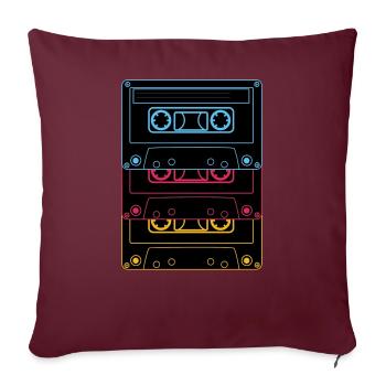 Retro Neon Kassette Old School Playlist - Sofakissenbezug 45 x 45 cm - Burgunderrot - Vorne