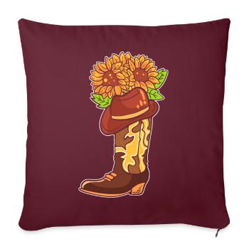 Bottes de cow-boy avec cavalier de fleurs - Housse de coussin décorative 45 x 45 cm - bordeaux - Devant