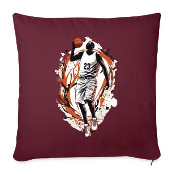 Dynamischer Basketball Freiwurf Basketballspieler - Sofakissenbezug 45 x 45 cm - Burgunderrot - Vorne