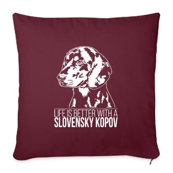 Slovensky Kopov la vie est meilleure Chiens Chien Wilsigns - Housse de coussin décorative 45 x 45 cm - bordeaux - Devant