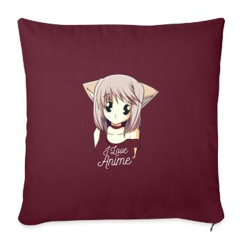 J'adore les figurines anime Japon - Housse de coussin décorative 45 x 45 cm - bordeaux - Devant