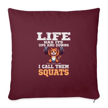 Lustige Katze Squat Gym Workout Fitness für - Sofakissenbezug 45 x 45 cm - Burgunderrot - Vorne