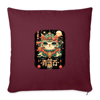 Japanische Katze Samurai Style für Katzen Fans - Sofakissenbezug 45 x 45 cm - Burgunderrot - Vorne
