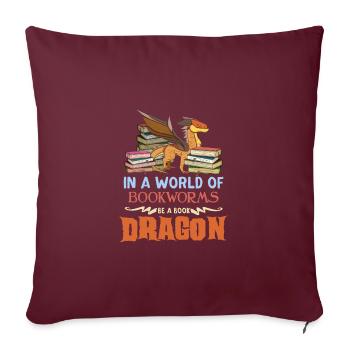 Leseratte Bücherwurm Bücher Drache Buch-Liebhaber - Sofakissenbezug 45 x 45 cm - Burgunderrot - Vorne