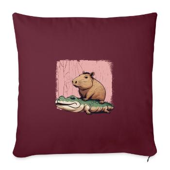 Capybara Wasserschwein süß lustig Geschenk - Sofakissenbezug 45 x 45 cm - Burgunderrot - Vorne