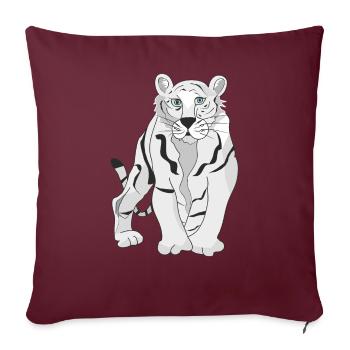 Der weiße Tiger - Sofakissenbezug 45 x 45 cm - Burgunderrot - Vorne