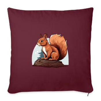 Herbst Eichhörnchen Wald Szene - Sofakissenbezug 45 x 45 cm - Burgunderrot - Vorne