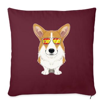 Welsh Corgi I Spain Sunglasses I Spanish Flag - Sofakissenbezug 45 x 45 cm - Burgunderrot - Vorne