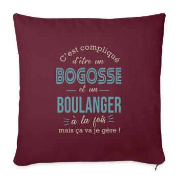 boulanger bogosse Cadeau humour boulanger pain - Housse de coussin décorative 45 x 45 cm - bordeaux - Devant