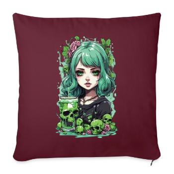 Gothique Poison Girl Anime Cocktail Mystic Design - Housse de coussin décorative 45 x 45 cm - bordeaux - Devant