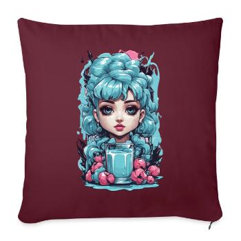 Gothic Kawaii Blueberry Milkshake Anime Stil - Sofakissenbezug 45 x 45 cm - Burgunderrot - Vorne