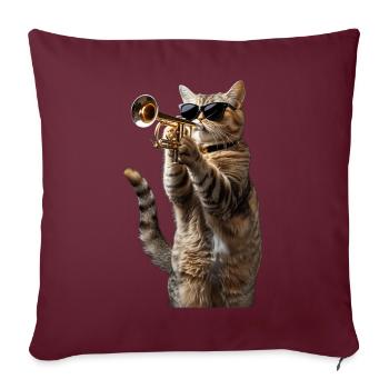 Trompette American Shorthair - Housse de coussin décorative 45 x 45 cm - bordeaux - Devant