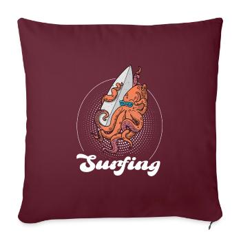 Planche de surf Octopus Surfing Ocean Summer Vacation - Housse de coussin décorative 45 x 45 cm - bordeaux - Devant