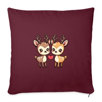 Hirsch Paar Liebe Valentinstag - Sofakissenbezug 45 x 45 cm - Burgunderrot - Vorne