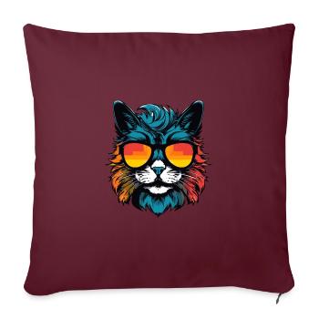 Katze Kopf Porträt Cool - Sofakissenbezug 45 x 45 cm - Burgunderrot - Vorne