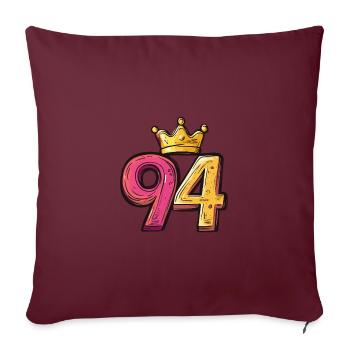 94 Numéro Jersey Couronne - Housse de coussin décorative 45 x 45 cm - bordeaux - Devant