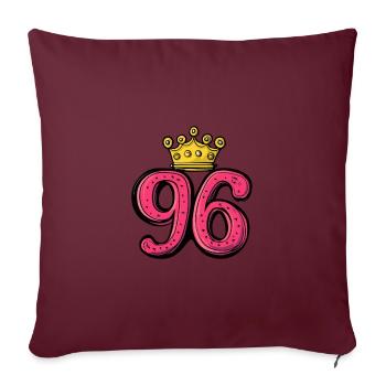 96 Numéro Jersey Couronne - Housse de coussin décorative 45 x 45 cm - bordeaux - Devant