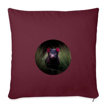 Lauernder Tasmanischer Teufel - Sofakissenbezug 45 x 45 cm - Burgunderrot - Vorne