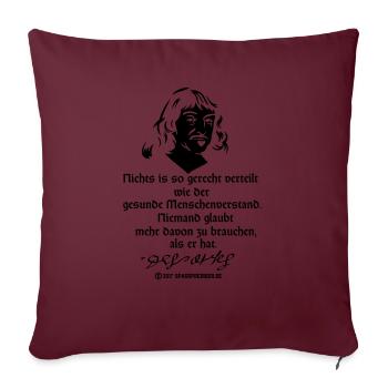 Zitat Descartes: Menschenverstand - Sofakissenbezug 45 x 45 cm - Burgunderrot - Vorne