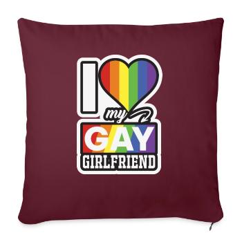 LBGT Drapeau Gay Pride Human Love Girlfriend - Housse de coussin décorative 45 x 45 cm - bordeaux - Devant