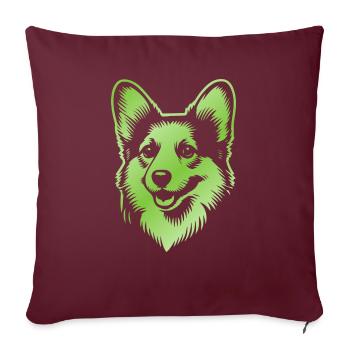 Corgi dessin tête de chien vert - Housse de coussin décorative 45 x 45 cm - bordeaux - Devant
