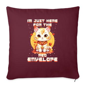 Chat porte-bonheur du Nouvel An chinois juste ici pour le - Housse de coussin décorative 45 x 45 cm - bordeaux - Devant