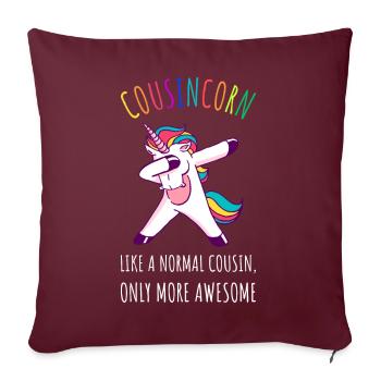 Cousincorn II - Génial Cousin Licorne - Housse de coussin décorative 45 x 45 cm - bordeaux - Devant