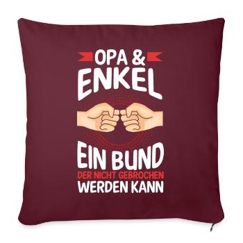 Großvater Opa und Enkel - Sofakissenbezug 45 x 45 cm - Burgunderrot - Vorne