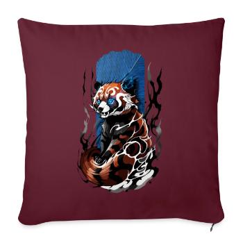 Éclat énigmatique : Panda roux aux yeux bleus - Housse de coussin décorative 45 x 45 cm - bordeaux - Devant