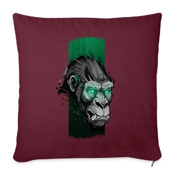 Vigilance verdoyante : gorille aux yeux verts - Housse de coussin décorative 45 x 45 cm - bordeaux - Devant