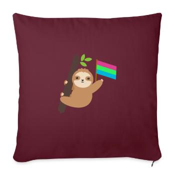 Gay Pride Polysexual Sloth Tropical Animal LGBT - Housse de coussin décorative 45 x 45 cm - bordeaux - Devant