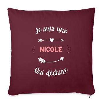 Je suis une nicole qui déchire - Housse de coussin décorative 45 x 45 cm - bordeaux - Devant