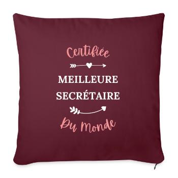 Certifiée meilleure secrétaire du monde - Housse de coussin décorative 45 x 45 cm - bordeaux - Devant