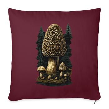 Vintage Morels Goblincore Mushroom Magic - Housse de coussin décorative 45 x 45 cm - bordeaux - Devant
